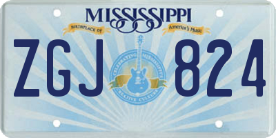 MS license plate ZGJ824