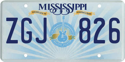 MS license plate ZGJ826