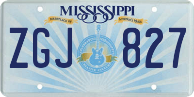 MS license plate ZGJ827