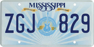 MS license plate ZGJ829