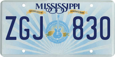 MS license plate ZGJ830