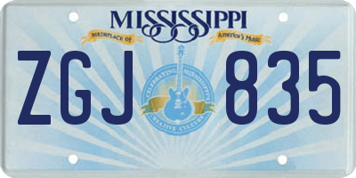 MS license plate ZGJ835