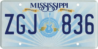MS license plate ZGJ836