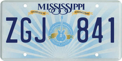 MS license plate ZGJ841