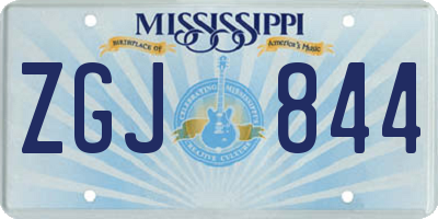 MS license plate ZGJ844