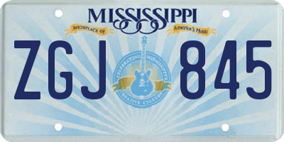 MS license plate ZGJ845