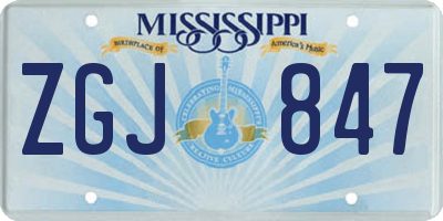 MS license plate ZGJ847