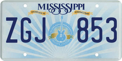 MS license plate ZGJ853