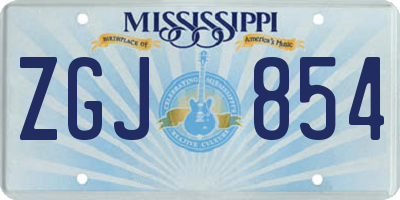 MS license plate ZGJ854