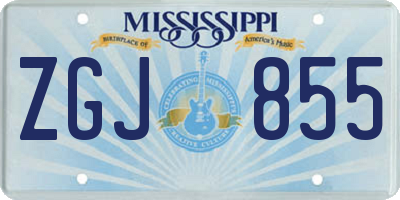 MS license plate ZGJ855