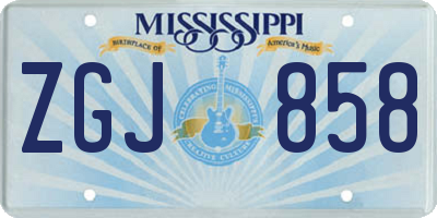 MS license plate ZGJ858