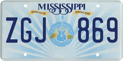 MS license plate ZGJ869
