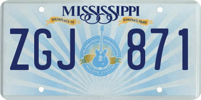 MS license plate ZGJ871