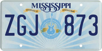 MS license plate ZGJ873