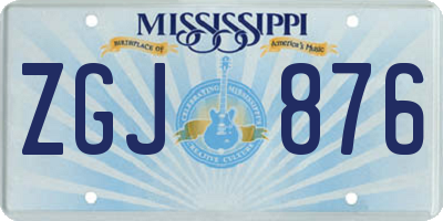 MS license plate ZGJ876