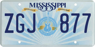 MS license plate ZGJ877