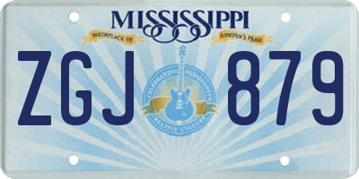 MS license plate ZGJ879