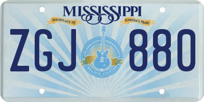 MS license plate ZGJ880