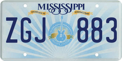 MS license plate ZGJ883