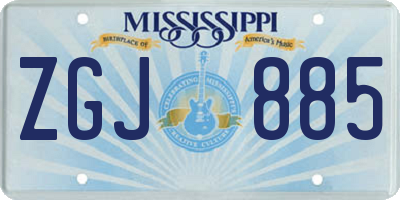 MS license plate ZGJ885