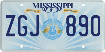MS license plate ZGJ890