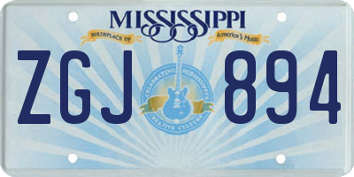 MS license plate ZGJ894