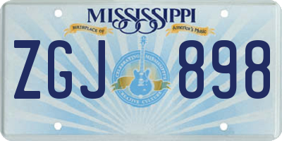 MS license plate ZGJ898