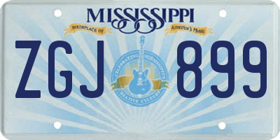 MS license plate ZGJ899