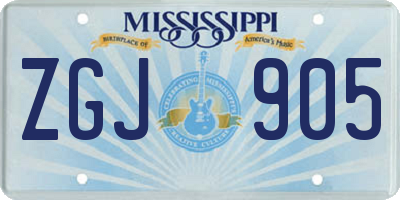MS license plate ZGJ905