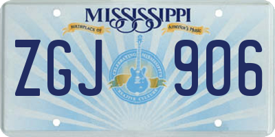 MS license plate ZGJ906