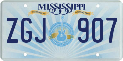 MS license plate ZGJ907