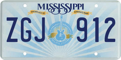 MS license plate ZGJ912