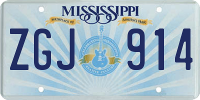MS license plate ZGJ914