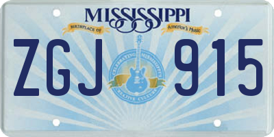 MS license plate ZGJ915