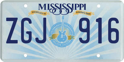 MS license plate ZGJ916