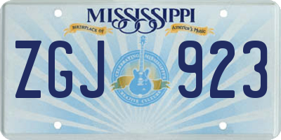MS license plate ZGJ923