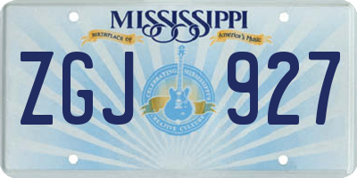 MS license plate ZGJ927
