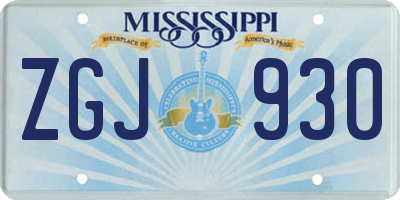 MS license plate ZGJ930