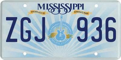 MS license plate ZGJ936
