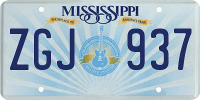 MS license plate ZGJ937