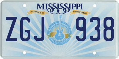 MS license plate ZGJ938