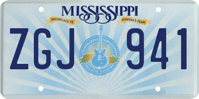 MS license plate ZGJ941