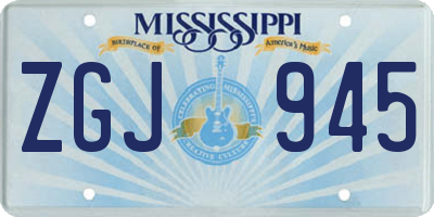 MS license plate ZGJ945
