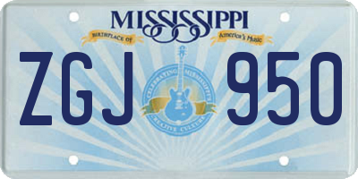 MS license plate ZGJ950