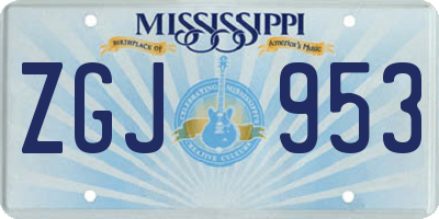 MS license plate ZGJ953