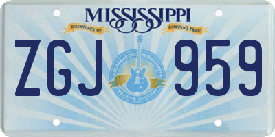 MS license plate ZGJ959