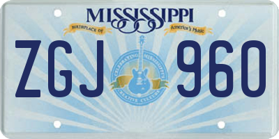 MS license plate ZGJ960