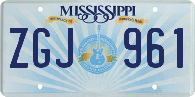 MS license plate ZGJ961