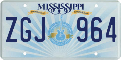 MS license plate ZGJ964