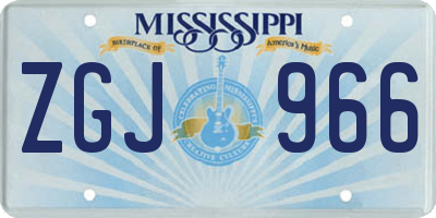 MS license plate ZGJ966